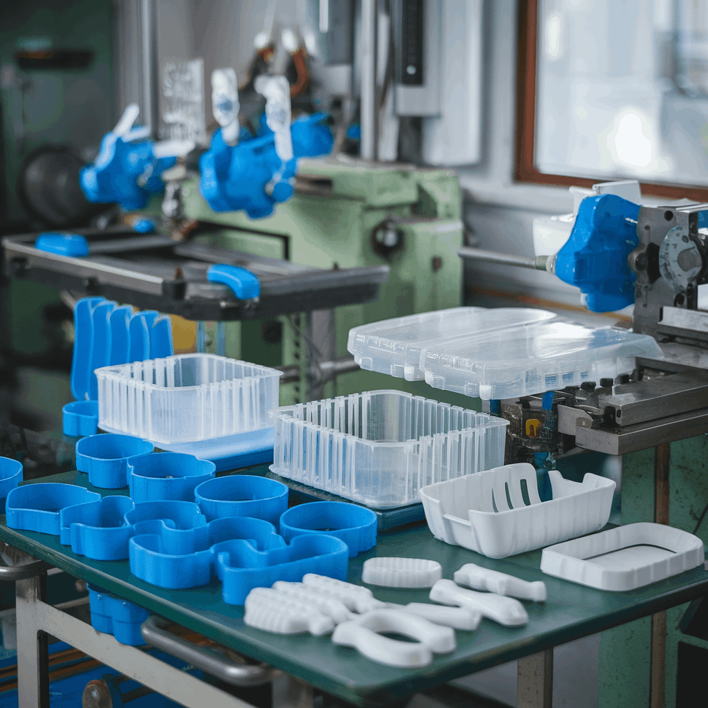 Thermoforming production of sterile trays